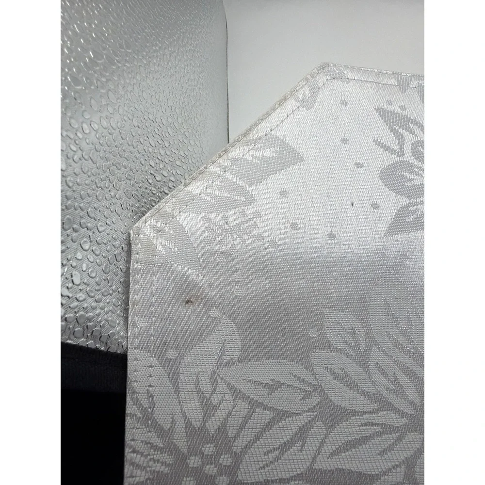 White Damask Poinsettia Christmas Placemats Set of 4 Octagon Holiday Table Decor